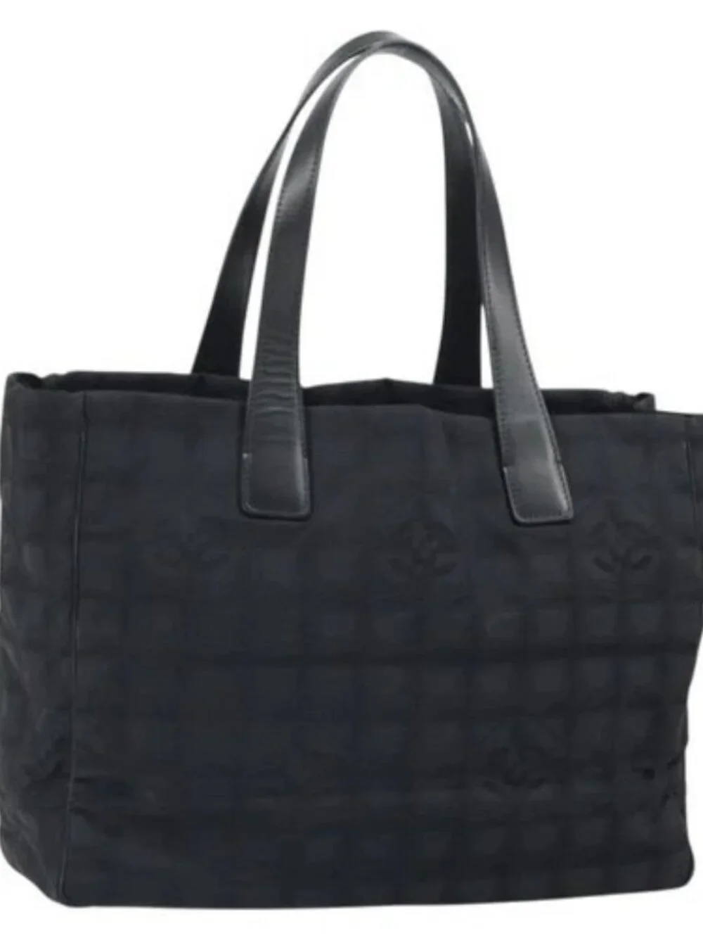 CHANEL New Travel line Hand Bag Black Gold CC Auth 164762